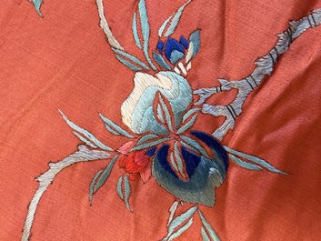 A large and fine Chinese embroidered silk 'Xi Wang Mu and Immortals' panel, 19th C.