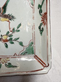 A set of five Chinese wucai Ko-Sometsuke square 'Crane' dishes for the Japanese market, with a tomobako, Tianqi