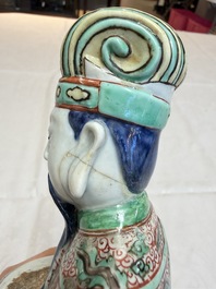 A rare Chinese wucai figure of a dignitary, late Ming/Transitional period