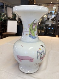 A fine Chinese famille rose vase with figural design, Yongzheng
