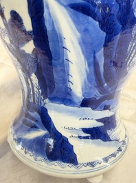 A Chinese blue and white 'Yenyen' vase with figures in a mountainous landscape, Kangxi