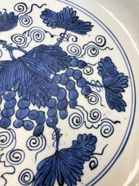 A Chinese blue and white 'Grape' dish, Jiajing