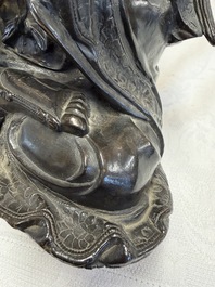 A fine Chinese bronze figure of Bodhisattva holding a ruyi, Ming