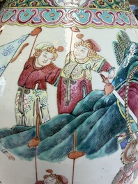 A Chinese famille rose 'Warriors' vase, Xuande mark, 19th C.