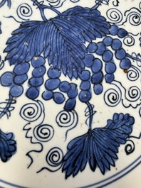 A Chinese blue and white 'Grape' dish, Jiajing