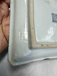 A set of five Chinese wucai Ko-Sometsuke square 'Crane' dishes for the Japanese market, with a tomobako, Tianqi