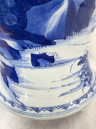 A Chinese blue and white 'Yenyen' vase with figures in a mountainous landscape, Kangxi