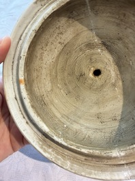 A Chinese blue and white 'Lotus Scroll' vase and cover, Ming