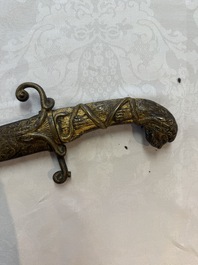 An Austrian gilt court sabre with Nemean lion-head hilt, signed Fischer, 19th C.