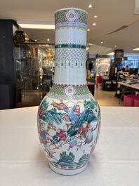 A Chinese famille rose 'Warriors' vase, Xuande mark, 19th C.