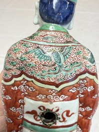 A rare Chinese wucai figure of a dignitary, late Ming/Transitional period