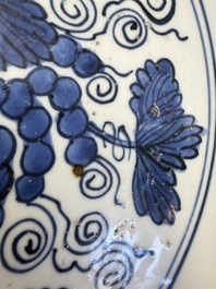 A Chinese blue and white 'Grape' dish, Jiajing