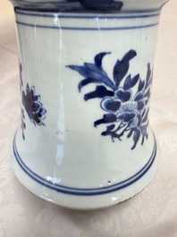A pair of large Chinese blue and white 'Gu' vases with elegant ladies and playing boys, Kangxi
