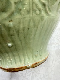 A fine large Chinese Longquan celadon 'Floral' jar, Ming