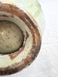 A fine large Chinese Longquan celadon 'Floral' jar, Ming
