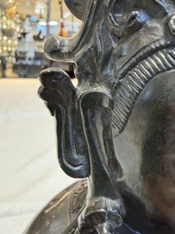 A fine Chinese bronze figure of Bodhisattva holding a ruyi, Ming