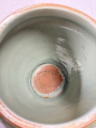 A fine large Chinese Longquan celadon 'Floral' jar, Ming