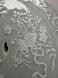 A Chinese slib-decorated celadon-ground garden seat, 19th C.