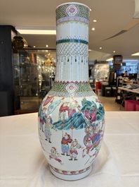 A Chinese famille rose 'Warriors' vase, Xuande mark, 19th C.