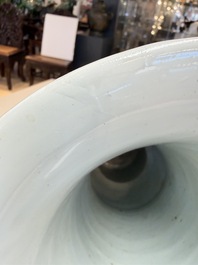 A pair of large Chinese blue and white 'Gu' vases with elegant ladies and playing boys, Kangxi