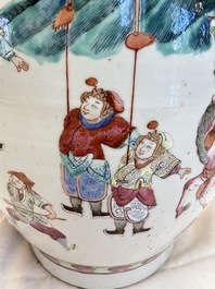 A Chinese famille rose 'Warriors' vase, Xuande mark, 19th C.