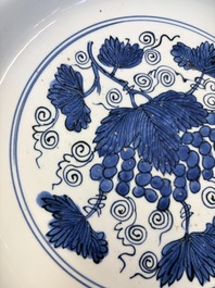 A Chinese blue and white 'Grape' dish, Jiajing