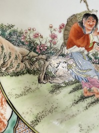 A Chinese famille rose 'Liuhai and the Three-Legged Toad' dish, 19th C.