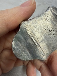 Two Chinese silver "Pai Fang 牌坊" sycee ingots, Yunnan mint, Zhang Tongchang 張同昌 and Chen Yuanchang 陳元昌 marks, 19th C.