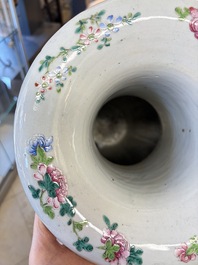 A Chinese Canton famille rose vase with narrative design, 19th C.
