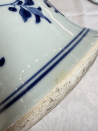 A pair of large Chinese blue and white 'Gu' vases with elegant ladies and playing boys, Kangxi