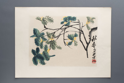 'Gravures sur Bois de la Chine Nouvelle': 40 woodcuts, dated 1956, and 'Baishi Lao Ren Hua Ce': 7 woodblock prints after Qi Baishi, Rong Bao Zhai 荣宝斋 studio, 20th C.