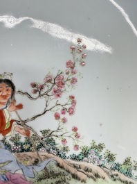 A Chinese famille rose 'Liuhai and the Three-Legged Toad' dish, 19th C.
