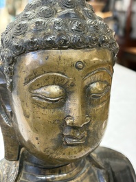A Chinese bronze figure of Buddha, Ming