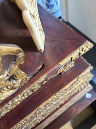 An exceptional Vietnamese gilt-lacquered wood and ivory 'Dragon and Phoenix' throne-shaped altar, 18/19th C.