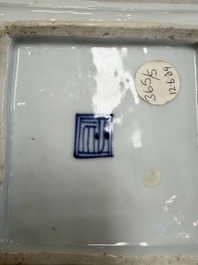 A set of five Chinese wucai Ko-Sometsuke square 'Crane' dishes for the Japanese market, with a tomobako, Tianqi