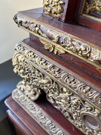 An exceptional Vietnamese gilt-lacquered wood and ivory 'Dragon and Phoenix' throne-shaped altar, 18/19th C.