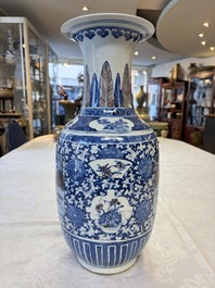 A Chinese blue, white and copper-red 'Deer' vase, 19th C.