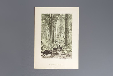 'Gravures sur Bois de la Chine Nouvelle': 40 woodcuts, dated 1956, and 'Baishi Lao Ren Hua Ce': 7 woodblock prints after Qi Baishi, Rong Bao Zhai 荣宝斋 studio, 20th C.