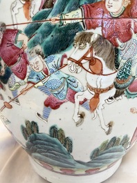 A Chinese famille rose 'Warriors' vase, Xuande mark, 19th C.