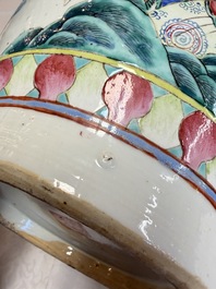 A Chinese famille rose 'Warriors' vase, Xuande mark, 19th C.