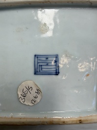 A set of five Chinese wucai Ko-Sometsuke square 'Crane' dishes for the Japanese market, with a tomobako, Tianqi