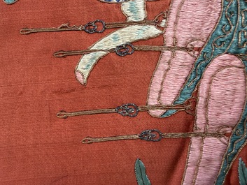 A large and fine Chinese embroidered silk 'Xi Wang Mu and Immortals' panel, 19th C.