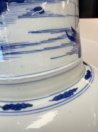 A Chinese blue and white 'Yenyen' vase with figures in a mountainous landscape, Kangxi