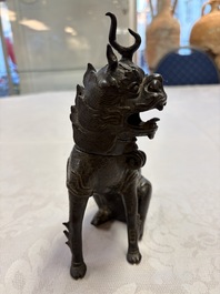 A Chinese bronze 'Qilin' censer, Ming