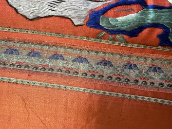 A large and fine Chinese embroidered silk 'Xi Wang Mu and Immortals' panel, 19th C.