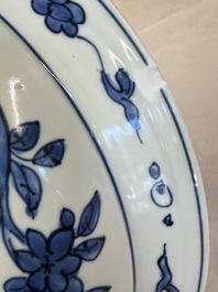 A Chinese blue and white 'Grape' dish, Jiajing