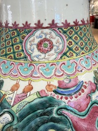 A Chinese famille rose 'Warriors' vase, Xuande mark, 19th C.