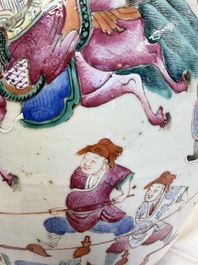 A Chinese famille rose 'Warriors' vase, Xuande mark, 19th C.