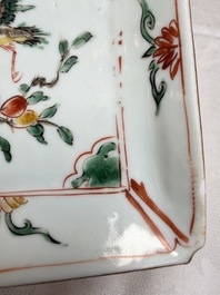 A set of five Chinese wucai Ko-Sometsuke square 'Crane' dishes for the Japanese market, with a tomobako, Tianqi