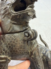 A Chinese bronze 'Qilin' censer, Ming